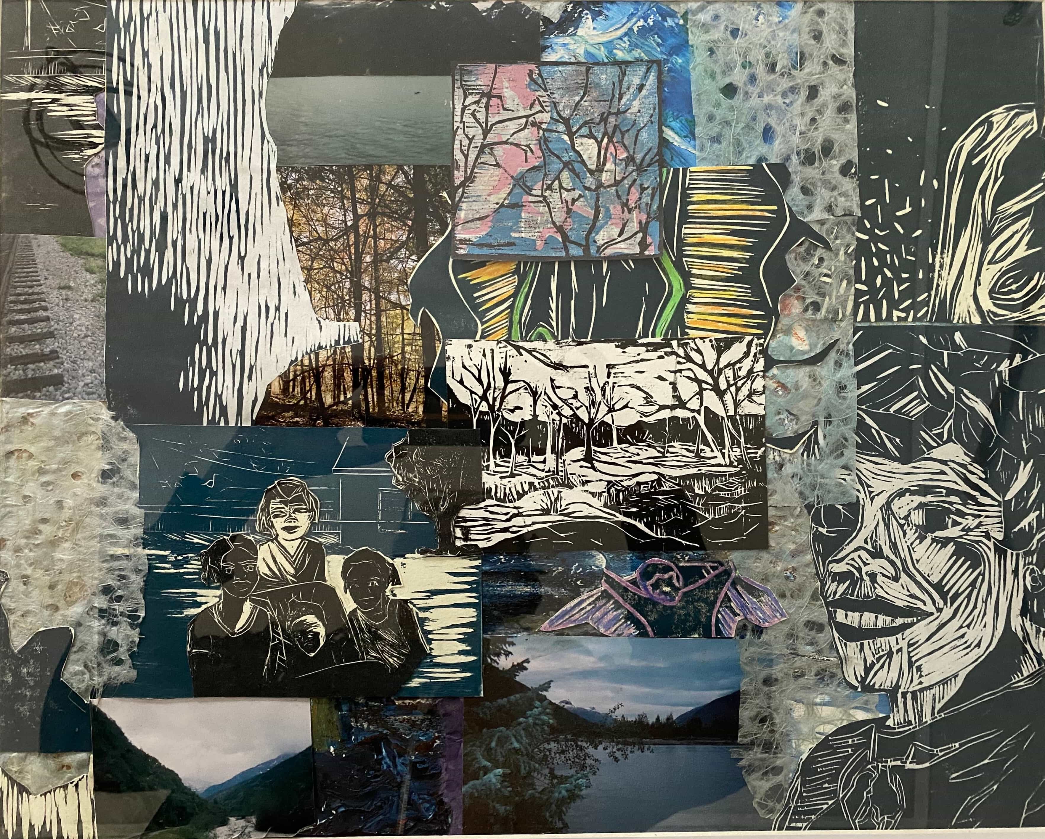 Collage of prints and photos